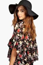 Boohoo Boutique Amber Oversize Wool Floppy Hat Black