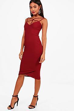 Boohoo Jade Strappy Detail Midi Boydcon Dress