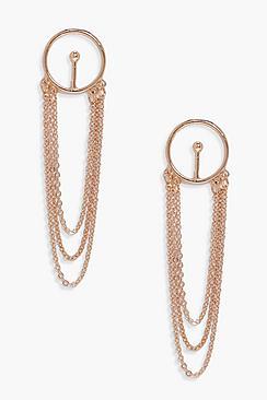 Boohoo Lily Circle And Chain Tassel Earrings