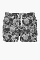 Boohoo Rose Print Swim Short Black