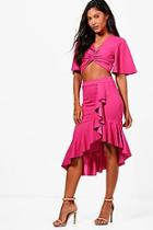 Boohoo Anna Ruffle Midi Skirt & Crop Co-ord Set
