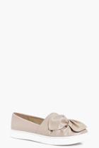 Boohoo Leah Knotted Bow Skater Shoe Nude