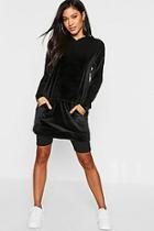 Boohoo Longline Velvet Hoodie