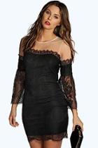 Boohoo Sierra Boutique Mesh Shoulder Lace Dress