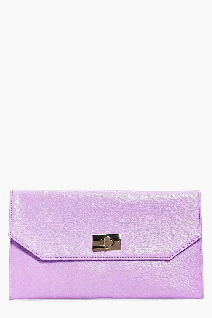 Boohoo Eliza Twist Lock Clutch Bag Lilac