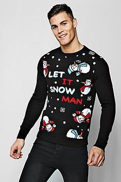 Boohoo Let It Snowman Christmas Jumper