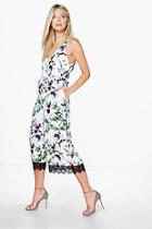 Boohoo Alex Floral Plunge Culotte Jumpsuit