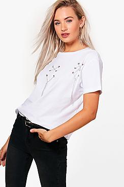 Boohoo Fiona Eyelet Chain Detail Tee