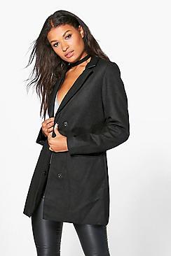 Boohoo Bethany Pu Trim Wool Coat