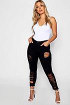 Boohoo Plus Ripped Cut Off Stretch Skinny Jeans