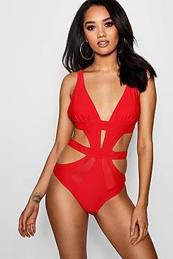 Boohoo Petite Ellie High Leg Cut Out Bikini