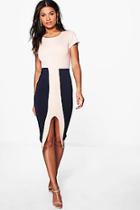 Boohoo Freya Contrast Midi Split Dress