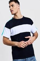 Boohoo Colour Block Chest And Arm Panel Loose Fit T-shirt