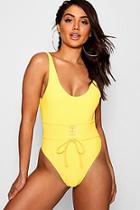 Boohoo Eyelet Waist Enhance Swimsuit