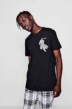Boohoo Tiger Embroidery Tee