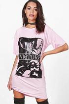 Boohoo Maya Victory Gloss Printed T-shirt Dress