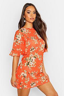 Boohoo Woven Floral Keyhole Shift Dress