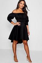 Boohoo Bella Off The Shoulder Puff Sleeve Skater Dress