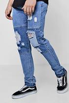 Boohoo Slim Fit Cut And Sew Cropped Panelled Jeans