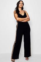 Boohoo Plus Paige Crepe Strappy Sports Strip Jumpsuit