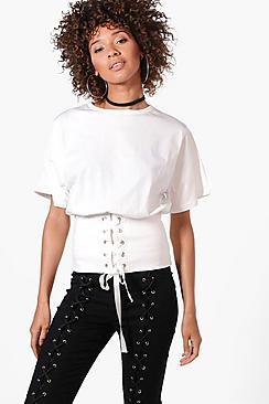 Boohoo Helena Corset Lace Up Tee