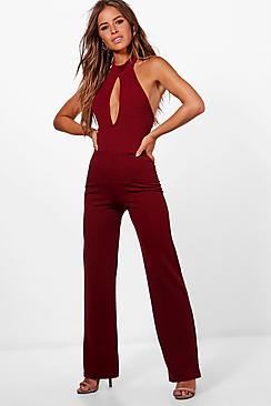 Boohoo Petite Holly Cut Out High Neck Jumpsuit