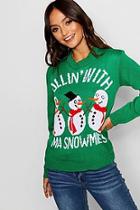 Boohoo Petite Snowman Slogan Christmas Jumper