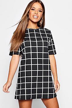 Boohoo Petite Grid Check Shift Dress