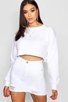 Boohoo White Distressed Denim Mini Skirt