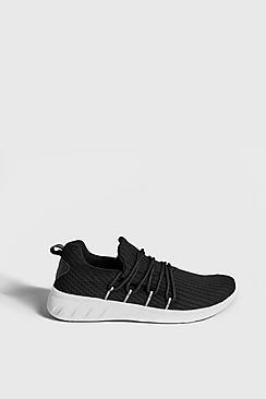 Boohoo Interlace Knitted Sports Reflective Tape Trainer
