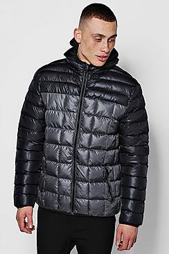 Boohoo Zip Through Colour Block Puffer