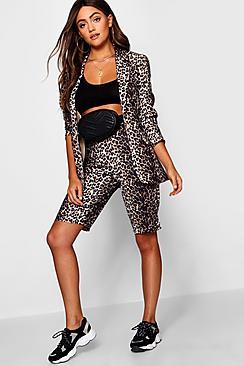 Boohoo Grace Leopard Tailored City Short