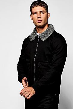 Boohoo Black Zip Through Flight Jacket