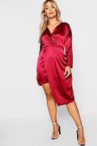 Boohoo Plus Asymetric Satin Wrap Dress