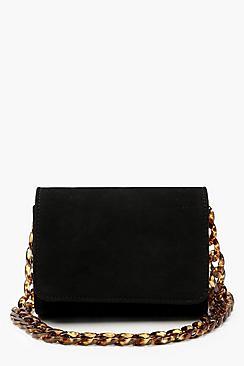 Boohoo Suedette Chunky Resin Chain Cross Body