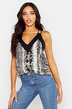Boohoo Woven Snake Print Cami