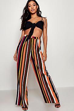 Boohoo Penny Stripe Woven Wide Leg Trouser