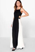 Boohoo Boutique Tiao Pleated Colour Block Maxi Dress