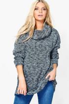 Boohoo Holly Salt & Pepper Roll Neck Chunky Tunic Grey