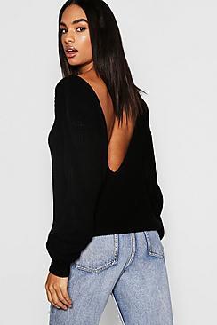 Boohoo Tall V Back Oversized Jumper