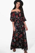 Boohoo Sarah Angel Sleeve Floral Maxi Dress
