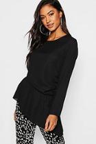 Boohoo Ruched Side Tie Detail Blouse