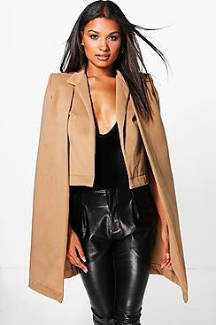 Boohoo Ava Wool Look Cape Coat