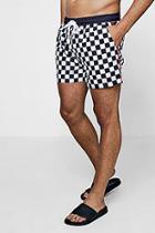 Boohoo Checkerboard Print Swim Shorts