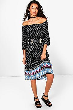 Boohoo Tall Sophia Paisley Printed Midi Dress