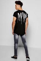 Boohoo Longline Man Cap Sleeve T Shirt Black