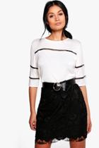 Boohoo Helen Lace Insert Short Sleeve T-shirt White