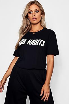 Boohoo Plus Bad Habits Oversized T Shirt