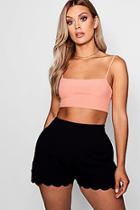 Boohoo Plus Scallop Hem Tailored Shorts