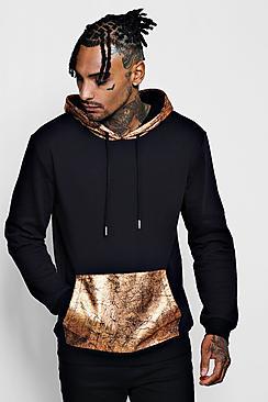 Boohoo Contrast Metallic Pocket Hood Hoodie